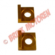 Kettingspanners en geleiders - Pitbike Dirtbike kettingspanner set geel gat 15mm - 1296 (2-3-3-1)
